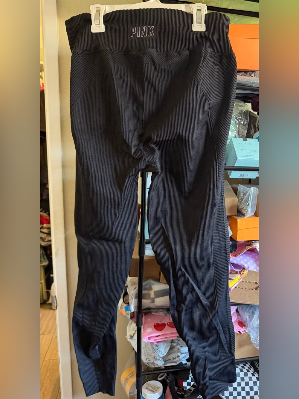 PINK Victoria's Secret Black women Ribbed  pants